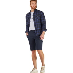 Camisa Masculina Lee Flanelada Xadrez Azul Royal E Preto Manga Longa Com Bolso Ref:8212L