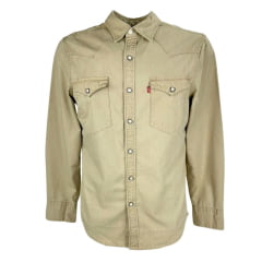 Camisa Masculina Levi's de Sarja Bege e Botões de Pressão. The Barstow Western - Ref.85744 0075