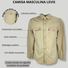 Camisa Masculina Levi's de Sarja Bege e Botões de Pressão. The Barstow Western - Ref.85744 0075