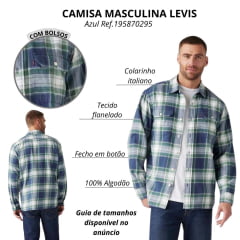Camisa Masculina Levi's Flanelada Xadrez Azul Ref 195870295