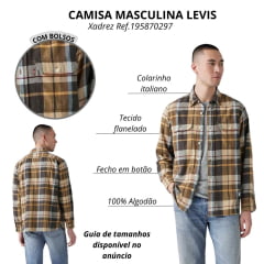 Camisa Masculina Levi's Flanelada Xadrez Preto Ref 195870297