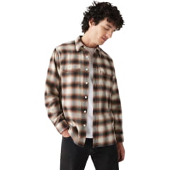 Camisa Masculina Levi's Manga Longa De Flanela Xadrez Marrom /Bege Claro Ref:195730237