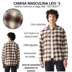 Camisa Masculina Levi's Manga Longa De Flanela Xadrez Marrom /Bege Claro Ref:195730237