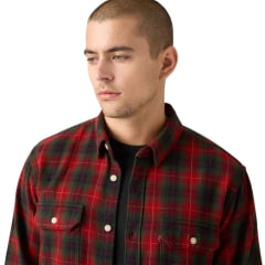 Camisa Masculina Levi's Manga Longa Flanelada The Jackson Worker Relaxed Fit Xadrez Vermelho e Verde Ref:195730284