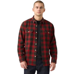 Camisa Masculina Levi's Manga Longa Flanelada The Jackson Worker Relaxed Fit Xadrez Vermelho e Verde Ref:195730284