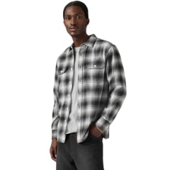 Camisa Masculina Levi's Manga Longa The Worker Relaxed Fit Xadrez Preto E Branco Flanelada Ref:195870354