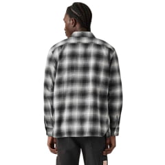 Camisa Masculina Levi's Manga Longa The Worker Relaxed Fit Xadrez Preto E Branco Flanelada Ref:195870354