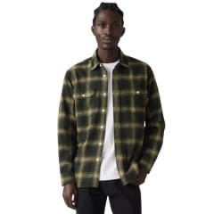Camisa Masculina Levi's Manga Longa Xadrez Verde Flanelada The Worker Relaxed Fit Ref:195870355