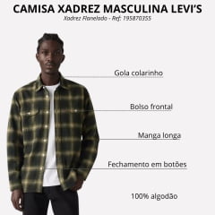 Camisa Masculina Levi's Manga Longa Xadrez Verde Flanelada The Worker Relaxed Fit Ref:195870355