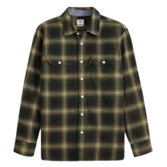 Camisa Masculina Levi's Manga Longa Xadrez Verde Flanelada The Worker Relaxed Fit Ref:195870355