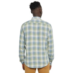 Camisa Masculina Levi's Sunset Manga Longa Xadrez Verde Claro/Azul com Bolso Ref: LB005-0048