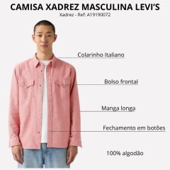 Camisa Masculina Levi's Western Shirt Relaxed Fit Xadrez Vermelho Manga Longa C Bolsos Ref:A19190072