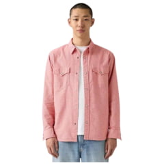 Camisa Masculina Levi's Western Shirt Relaxed Fit Xadrez Vermelho Manga Longa C Bolsos Ref:A19190072
