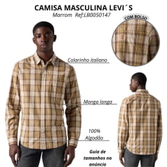 Camisa Masculina Levi's Xadrez Marrom Escuro/Claro E Amarelo Claro Ref:LB0050147