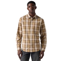Camisa Masculina Levi's Xadrez Marrom Escuro/Claro E Amarelo Claro Ref:LB0050147