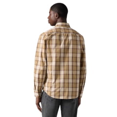 Camisa Masculina Levi's Xadrez Marrom Escuro/Claro E Amarelo Claro Ref:LB0050147