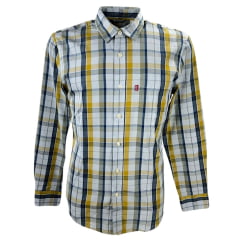 Camisa Masculina Levi's Manga Longa Xadrez Azul/Amarelo REF: LB0050044