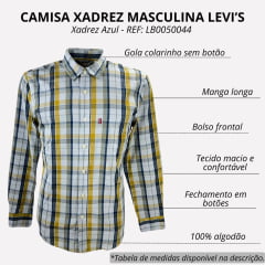 Camisa Masculina Levi's Manga Longa Xadrez Azul/Amarelo REF: LB0050044