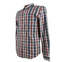 Camisa Masculina Levi's Manga Longa Xadrez Azul/Bordô E Branco Com Bolso Ref:LB0050053