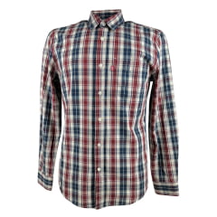 Camisa Masculina Levi's Manga Longa Xadrez Azul/Bordô E Branco Com Bolso Ref:LB0050053