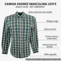 Camisa Masculina Levi's Manga Longa Xadrez Verde/Off White REF: LB0050037