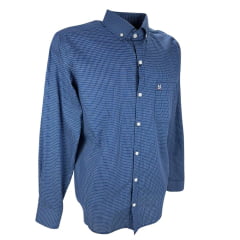 Camisa Masculina Minuty Manga Longa Casual Xadrez Pequeno Azul/Branco Ref:2910