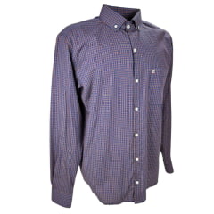 Camisa Masculina Minuty Manga Longa Casual Xadrez Pequeno Azul/ Laranja Ref:2910