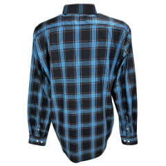 Camisa Masculina Minuty Manga Longa Xadrez Azul Claro/ Preto C/ Listra Vermelha Ref: 2500