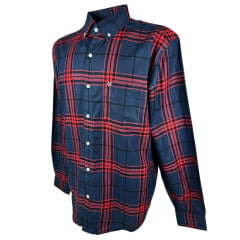 Camisa Masculina Minuty Manga Longa Xadrez Azul Marinho/ Vermelho Ref: 2500