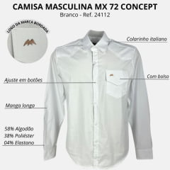 Camisa Masculina MX 72 Concept Fit Com Elastano Branco Ref: 24112