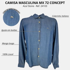 Camisa Masculina MX 72 Concept Fit Tencel Azul - Ref: 24103