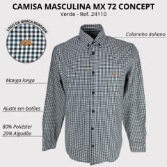 Camisa Masculina MX 72 Concept Fit Xadrezinha Branco/Marinho Ref: 24118