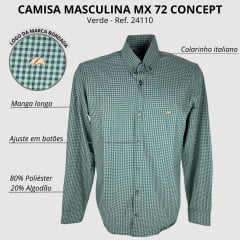 Camisa Masculina MX 72 Concept Fit Xadrezinha Verde Ref: 24110