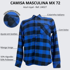 Camisa Masculina MX 72 Concept Flanela Azul Royal R.24027