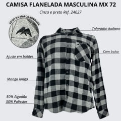 Camisa Masculina MX 72 Concept Flanela Cinza e Preto R.24027