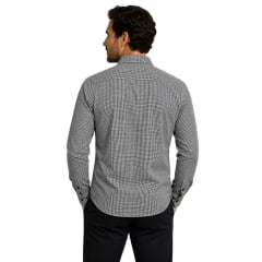 Camisa Masculina MX 72 Fit Manga Longa Mini Xadrez Preto E Branco Country Ref:24109