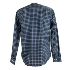 Camisa Masculina MX 72 Fit Slim Manga Longa Xadrez Tartan Com Elastano Country Azul Marinho E Branco Ref:25076