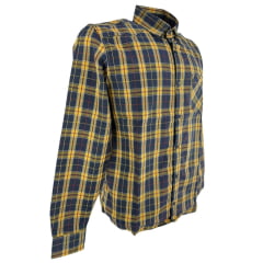 Camisa Masculina MX 72 Tradicional Manga Longa Xadrez Amarelo Ref:19016