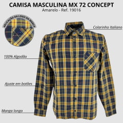 Camisa Masculina MX 72 Tradicional Manga Longa Xadrez Amarelo Ref:19016