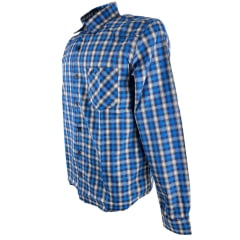 Camisa Masculina MX 72 Tradicional Manga Longa Xadrez Azul Marinho Com Bege Ref:19016