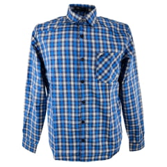 Camisa Masculina MX 72 Tradicional Manga Longa Xadrez Azul Marinho Com Bege Ref:19016 Camisa Masculina MX 72 Tradicional Manga Longa Xadrez Azul Marinho Com Bege Ref:19016