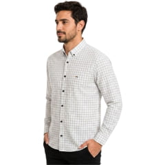 Camisa Masculina MX72 Fit Manga Longa 100% Algodão Sem Bolso Xadrez Branco/Preto Ref:24116