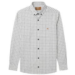 Camisa Masculina MX72 Fit Manga Longa 100% Algodão Sem Bolso Xadrez Branco/Preto Ref:24116