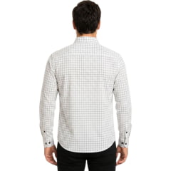Camisa Masculina MX72 Fit Manga Longa 100% Algodão Sem Bolso Xadrez Branco/Preto Ref:24116