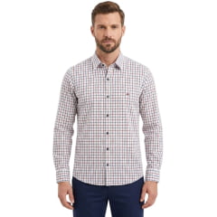 Camisa Masculino MX72 Fit Manga Longa Xadrez Branco/Vermelho E Marinho Sem Bolso Ref:26046