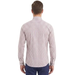 Camisa Masculino MX72 Fit Manga Longa Xadrez Branco/Vermelho E Marinho Sem Bolso Ref:26046