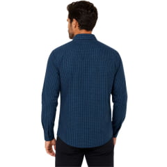Camisa Masculino MX72 Fit Manga Longa Xadrez Pequeno Azul Marinho/Verde Com Bolso Ref:26045