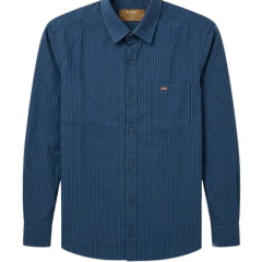 Camisa Masculino MX72 Fit Manga Longa Xadrez Pequeno Azul Marinho/Verde Com Bolso Ref:26045
