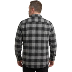 Camisa Masculina MX72 Plus Size Flanelada Xadrez Manga Longa Cinza/Preto Sem Bolso Ref:24042