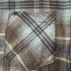 Camisa Masculina MX72 Tradicional Xadrez Flanelada Marrom Azul Manga Longa Ref:24027